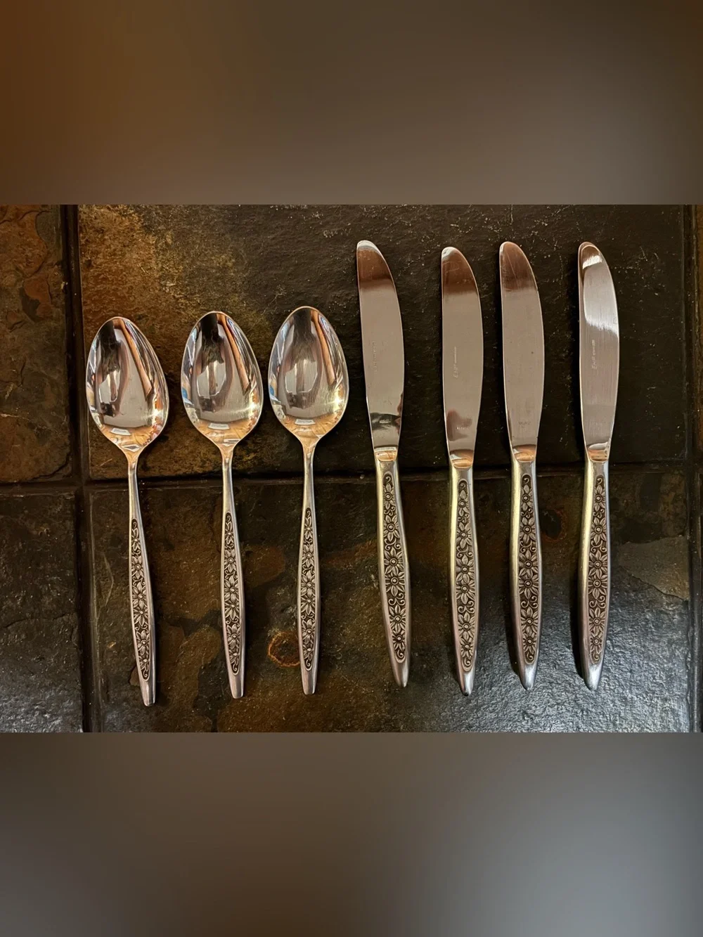 Vintage Ekco Home Products NICOLE Stainless Silverware 7 Pc Lot